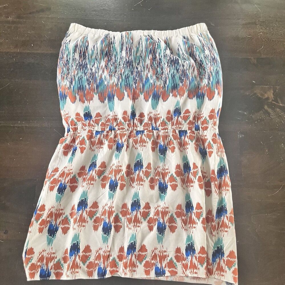 Tibi Strapless Dress Multicolor Stripe Silk Mini Dress Size M Lined